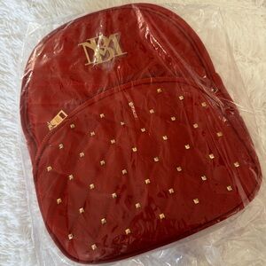 BADGLEY MISCHKA - Elegant Red Women's Quilted  Backpack Bag / Gold Hardware